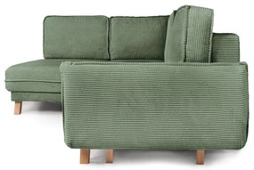 Svetlozelená menčestrová rozkladacia rohová pohovka (ľavý roh) Tori – Bonami Selection