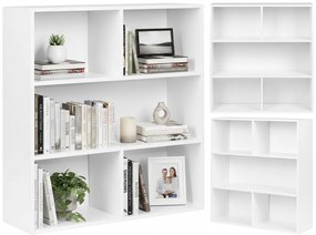 ModernHome Moderná stojaca knižnica do obývačky a spálne 3 úrovne biela ModernHome