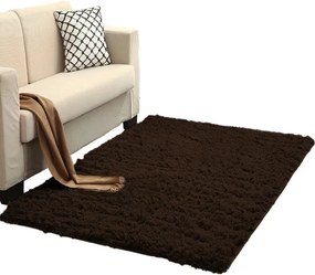 Protišmykový koberec SHAGGY tmavohnedý