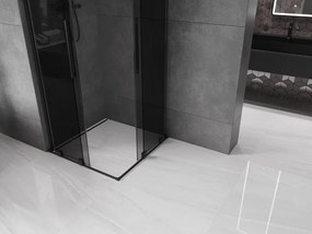 Mexen Velar L Duo, sprchový kút s posuvnými dverami 90 x 90 cm, 8mm šedé sklo, čierna matná, 871-090-090-02-43-70