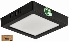 BERGE Štvorcový LED panel prisadený - čierny - 12W - PC - neutrálna biela