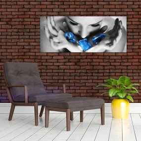 Obraz portrétu ženy s kameňmi (120x50 cm)