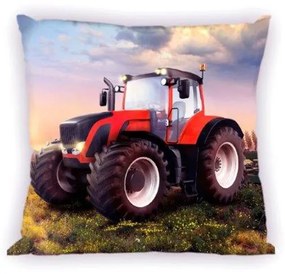 DETSKÁ DEKORAČNÁ OBLIEČKA NA VANKÚŠ TRACTOR 40X40 CM VZOROVANÁ