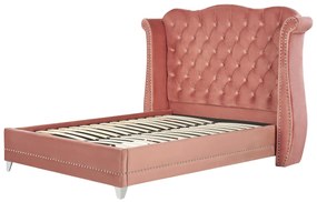 Zamatová posteľ 140 x 200 cm ružová AYETTE Beliani