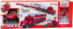 LEAN Toys Lora Odťahovka Závodná dráha 2 v 1 Svetlá Zvuky Značky Autíčka Červená