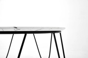 Okrúhly konferenčný stolík Nubira - biely mramor / čierna