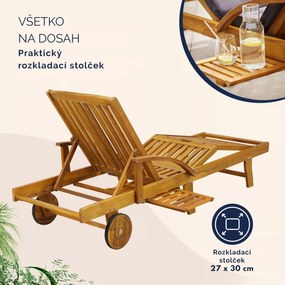 Záhradné lehátko TAMI SUN, 195,5x69x85cm, prírodná hnedá Jurhan