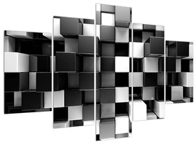 Abstraktný čiernobiely obraz - kocky (150x105 cm)