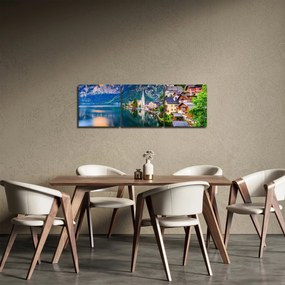 Obraz - Alpská dedina (s hodinami) (90x30 cm)