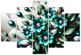 Obraz - 3D tyrkysové kvety (150x105 cm)