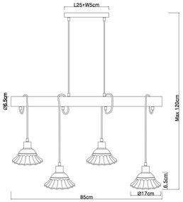 Globo 54050-4H - Luster na lanku JOWITA 4xE27/40W/230V