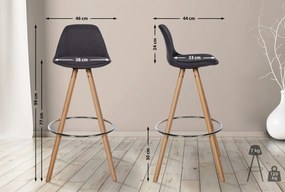 Barová stolička Corbin Round - látka, natura rám - tmavo šedá