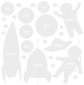 Gario Detská nálepka na stenu Solar system - planéty, astronauti, rakety a UFO Rozmery: 100 x 100 cm