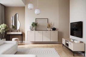 TV stolík Lorini 150 cm na stojane – kašmírová / čierne úchytky T