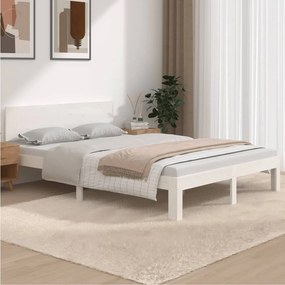 Rám postele biely 135x190 cm dvojlôžko masívna borovica 833106