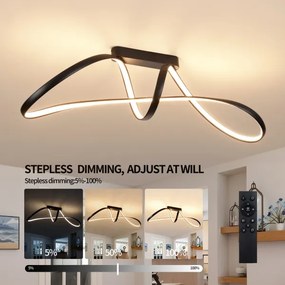 Brilagi-LED Stmievateľný prisadený luster TWISTER LED/60W/230V 3000-6000K čierny s diaľkovým ovládaním
