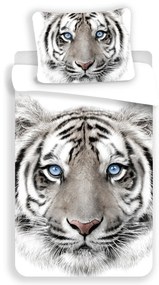 Jerry Fabrics Bavlnené obliečky 140x200 + 70x90 cm - Biely tiger