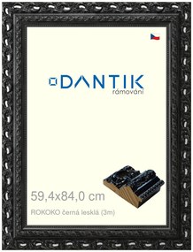 DANTIK rám na obraz 59,4x84 | ROKOKO černá lesklá (Plexi Čiré)