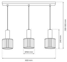 Závesné svietidlo Cristal, 3x transparentné krištáľové tienidlo, b/g