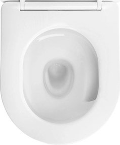 Závesná WC misa so SoftClose sedadlom REA Mini Carlo Tornado NFQ, biela/zlatá