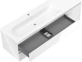 Mexen Orio, kúpeľňová skrinka 160 cm s umývadlom Vela vľavo, 2S, 1D, biela lesklá, 91A13-16047-3-BBFFF00-W23L00