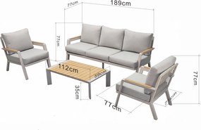 Súprava záhradného nábytku pre 5 osôb Houseland Porto biela/sivá