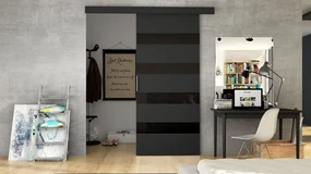 Interiérové ​​posuvné dvere Melanie 80 V, Farby: choco / biely lacobel