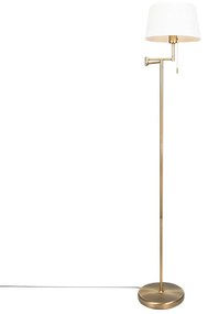 Klasická stojaca lampa bronzová s bielym nastaviteľným tienidlom - Ladas Fix