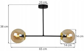 Stropné svietidlo Paris, 2x medové sklenené tienidlo, (výber zo 4 farieb uchytenia)