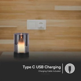 LED Stolná nabíjacia lampa LED/2W/5V 3000K čierna