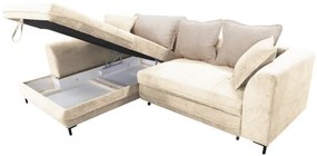 Rozkladacia rohová sedacia súprava s úložným priestorom do L LAGOA ľavá béžová/hnedá