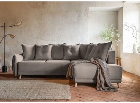 Svetlohnedá menčestrová rozkladacia rohová pohovka (pravý roh) Lazy Lukka – Miuform