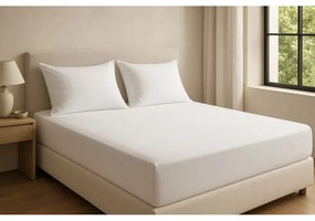 Biela napínacia plachta z bavlny Renforcé 200x140 cm Ranforce – Mila Home Luxury