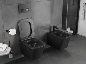 Mexen Teo, závesná WC misa 510x345x340 mm, Rimless Tornádo + WC sedadlo z duroplastu, čierna matná, 30850685T