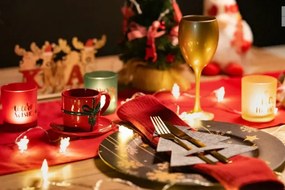 Vianočný obal na príbory KF370-4 stromček, sivý (4 ks)