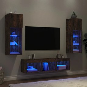 5-dielne TV nástenné skrinky s LED dymový dub kompozitné drevo 3216601