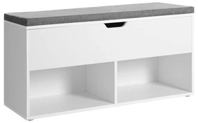 Úložná lavica s čalúneným sedákom, 100 x 48 x 30 cm, biela | VASAGLE