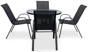 Záhradný jedálenský set Capri 100cm + 4x kovová stolička Ramada