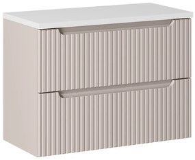 Závesná skrinka pod umývadlo Nova Cashmere II s doskou 80 cm kašmír/biela