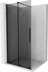 Mexen Velar, sprchová zástena s posuvnými dverami Walk-in 80 x 200 cm, 8mm šedé sklo, čierna matná, 871-080-000-43-70