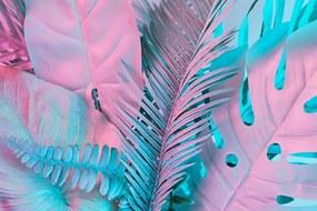 Obraz palmové listy v neobyčajných neónových farbách