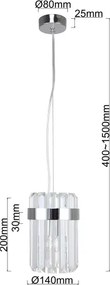Závesný luster na lanku VETRO 1xE14/10W/230V, lesklý chróm