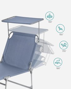 SONGMICS Lehátko, Skladacie ležadlo 193 x 53 x 29 cm, Modré