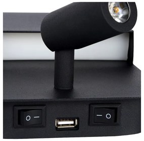 Lucide 79200/08/30 - LED Nástenné svietidlo BOXER LED/5W/230V + LED/5W USB čierna