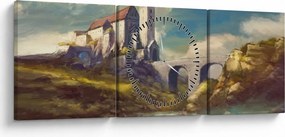 Obraz - Stredoveký hrad (s hodinami) (90x30 cm)