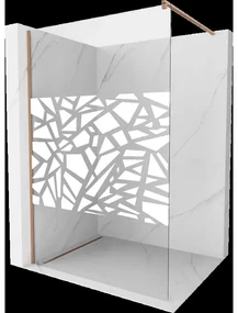 Mexen Kioto sprchová stena Walk-in 120 x 200 cm, biely vzor 8 mm, brúsená meď - 800-120-101-65-85