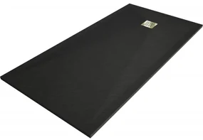 Mexen Stone+ kompozitný sprchový odtok obdĺžnikový 200 x 90 cm, čierny, zlatý kryt - 44709020-G