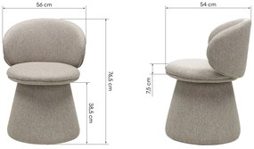 Designová otočná jídelní židle Chamil béžovošedá