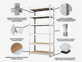 Fistar Regál 2200x900x450 mm kovový zinkovaný 6-policový, nosnosť 1050 kg