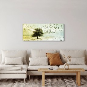 Obraz - Maľovaný kŕdeľ vtákov (120x50 cm)